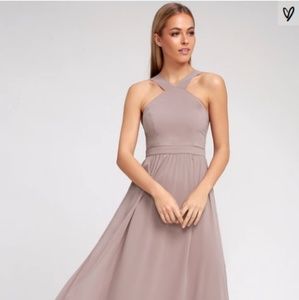 Lulus Air of Romance Taupe Maxi Dress SM